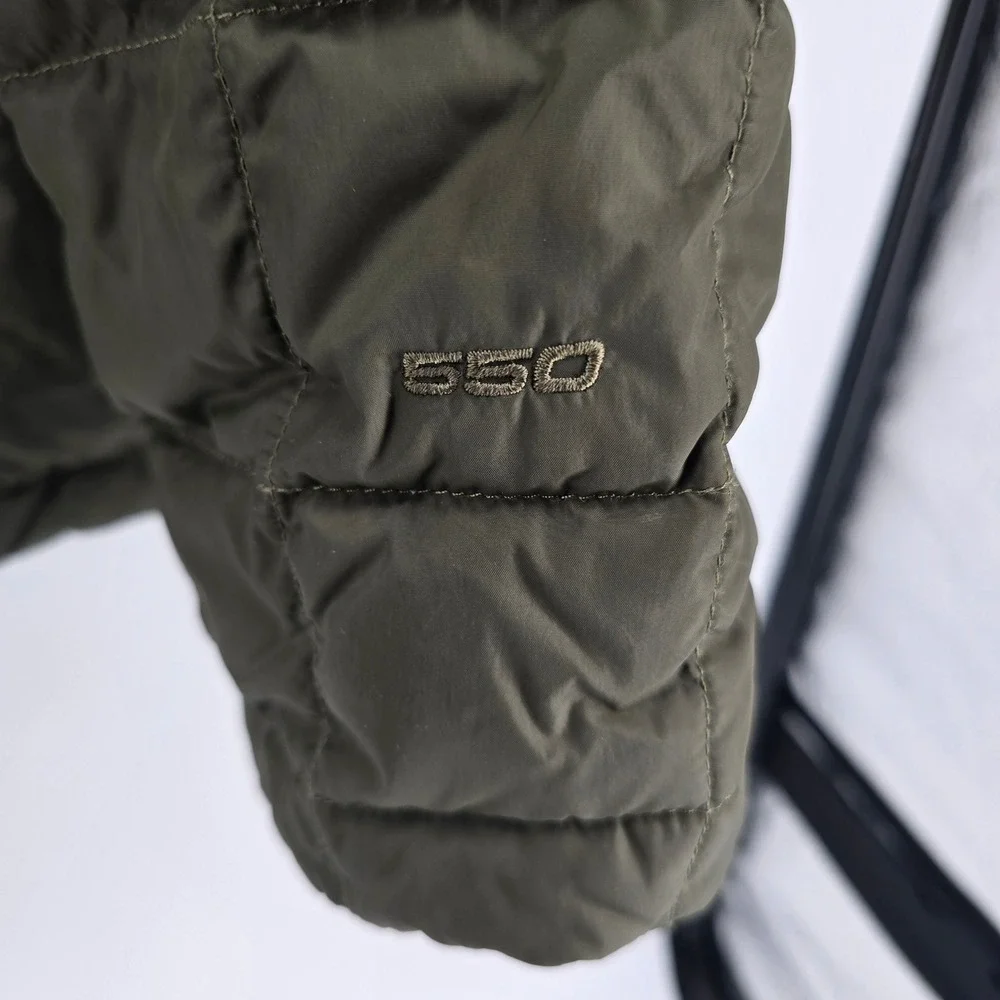 The North Face Mens 550 Down Puffer Jacket Olive Green XL Full Zip Quilted